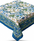 Blue & Green floral hand block print table cover 6 seater