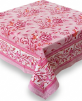 Rose blossom hand block print table cover 6 seater