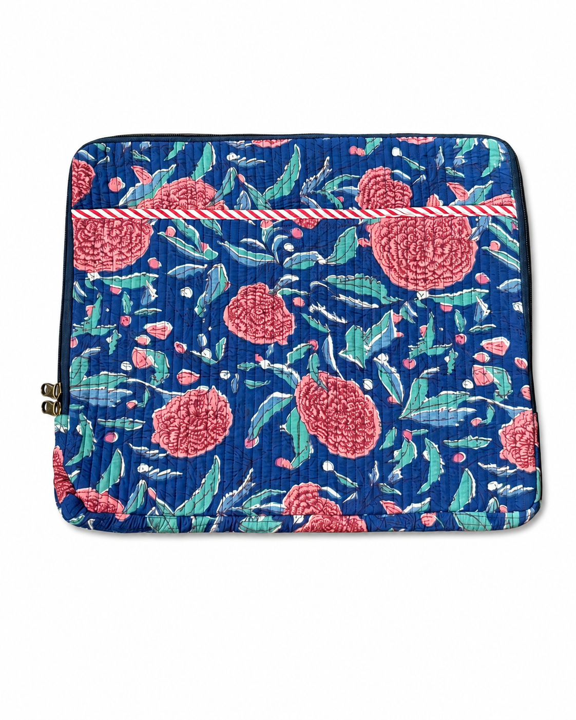 Blue and red floral Hand block print laptop sleeve