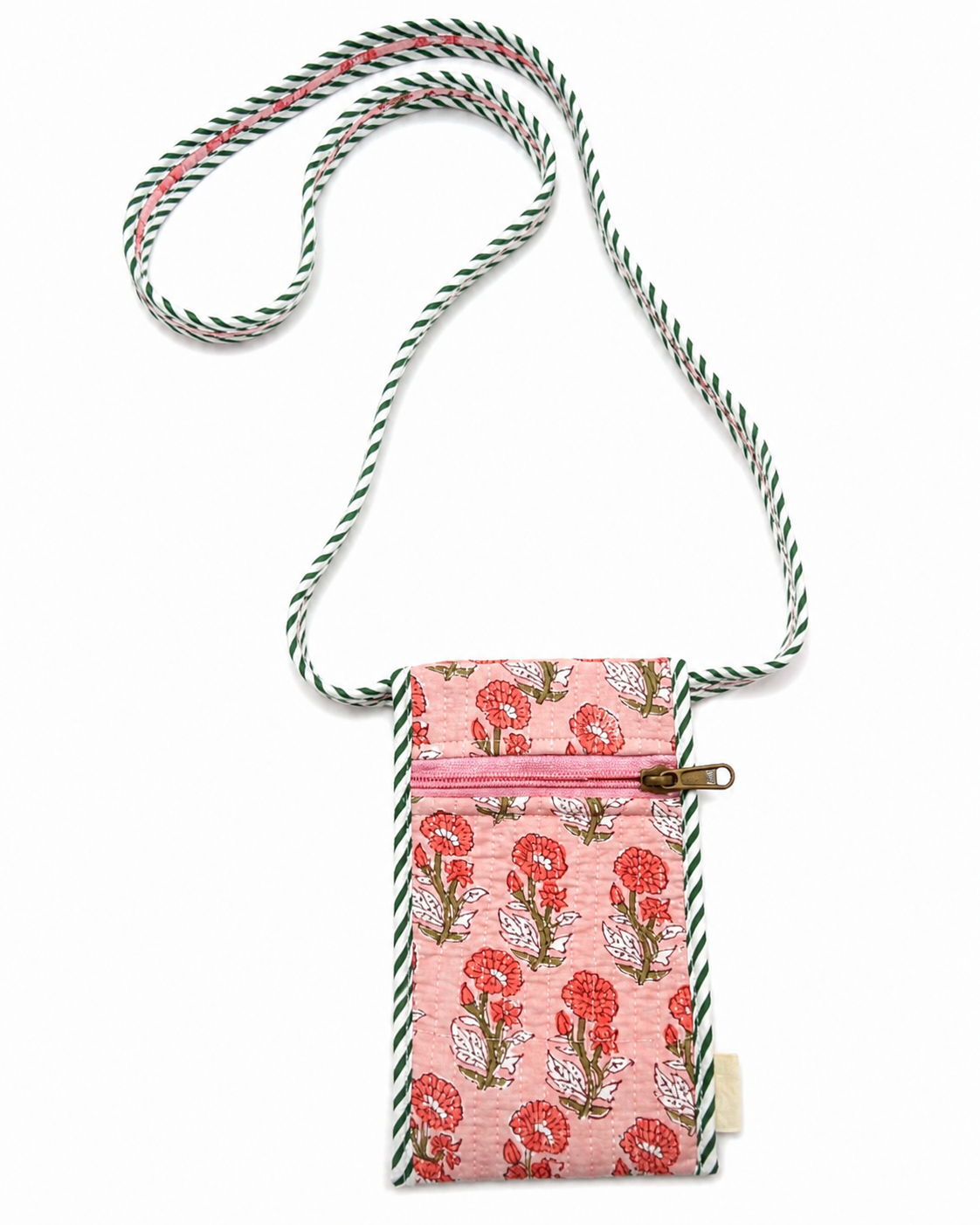Peach Blossom hand block print mobile sling
