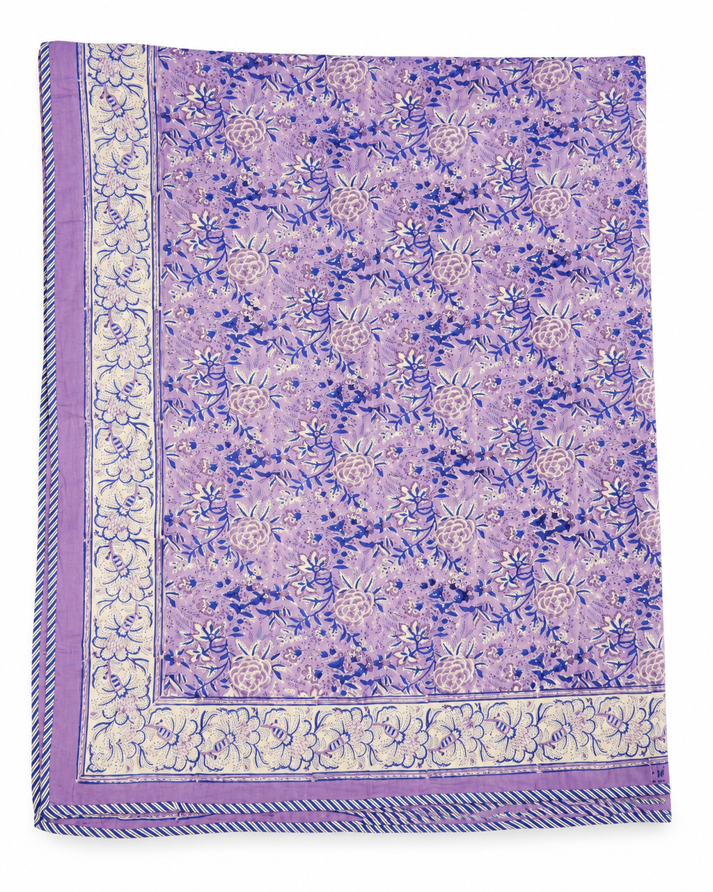 Purple floral hand block print dohar (Double)