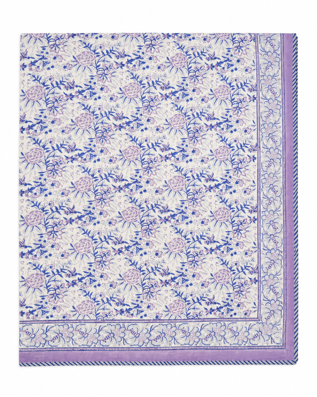 Purple floral hand block print dohar (Double)