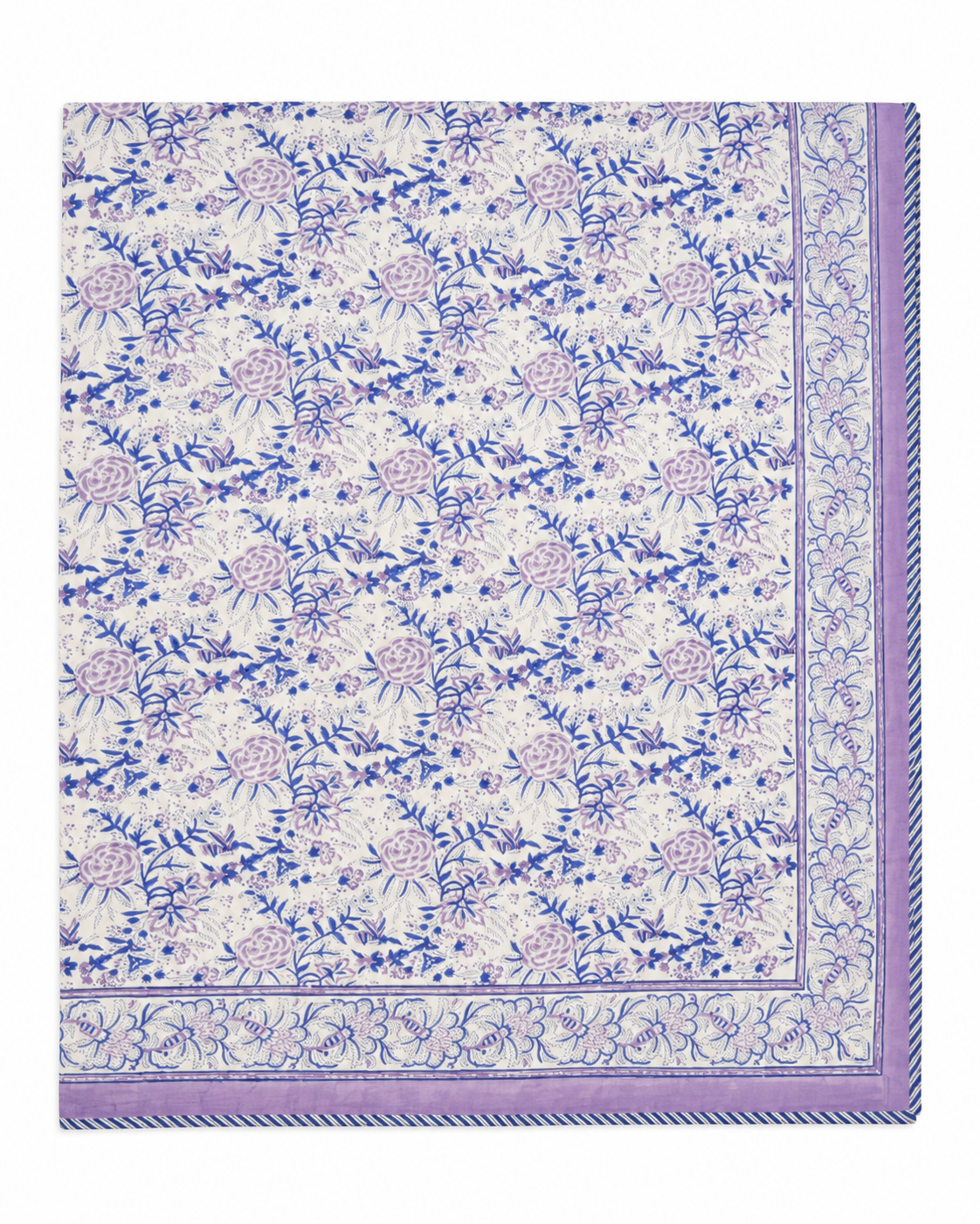 Purple floral hand block print dohar (Double)