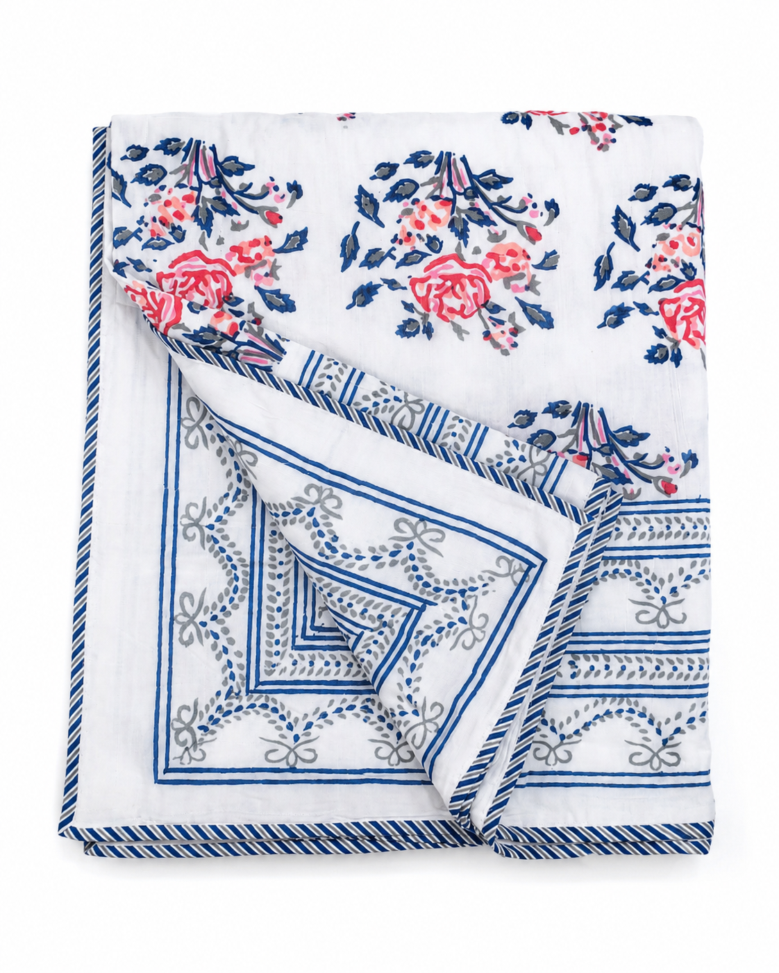 Rose garden hand block print dohar (Double)