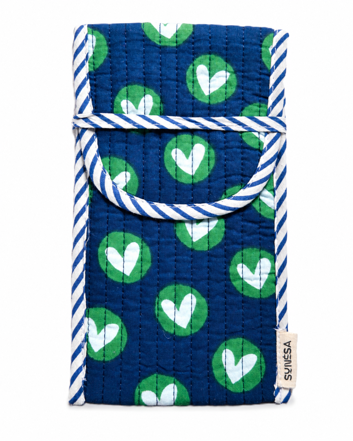 Blue hearts hand block print Goggle/Specs case