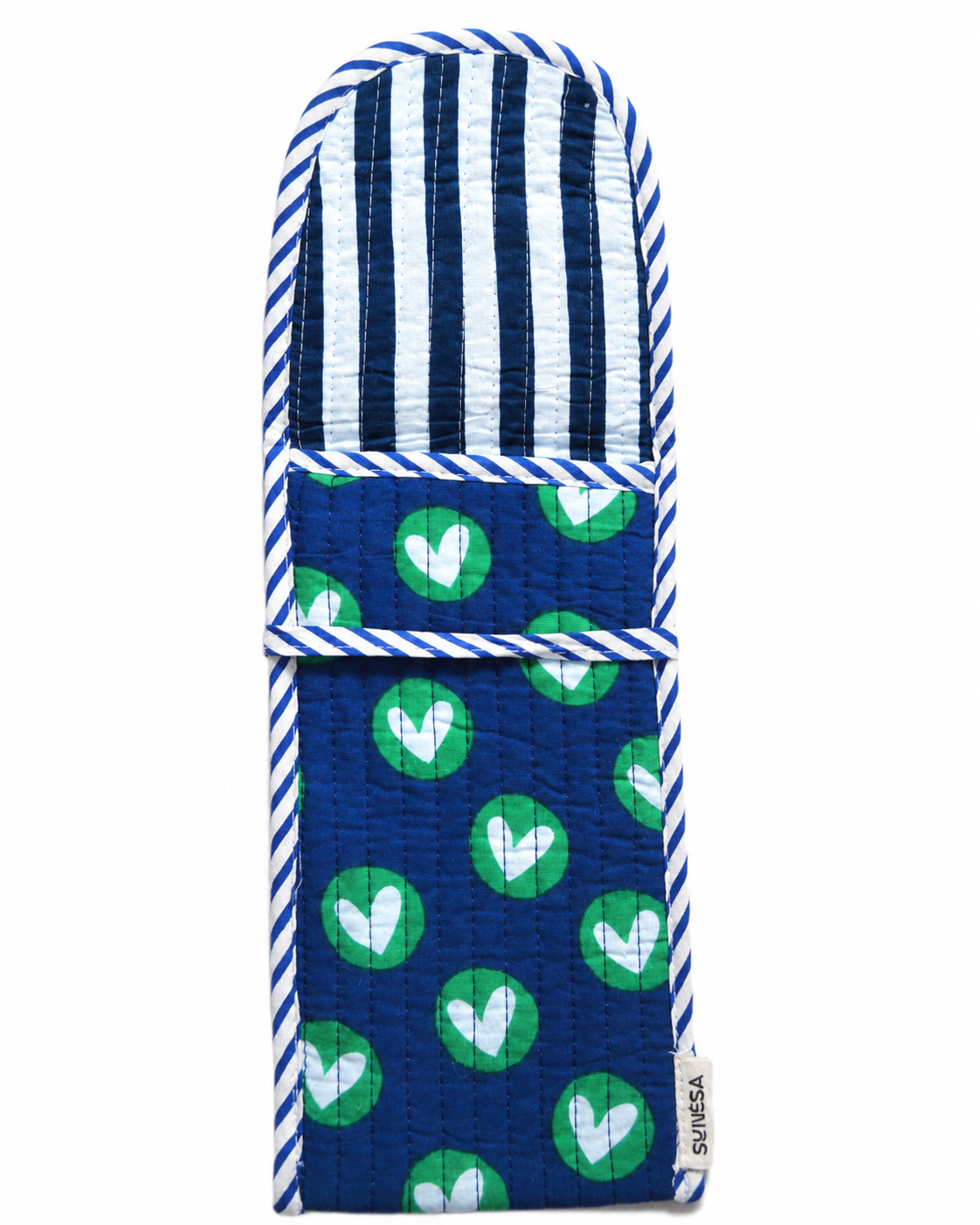 Blue hearts hand block print Goggle/Specs case