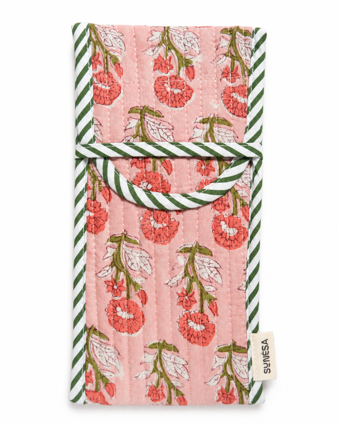 Peach blossom hand block print Goggle/Specs case
