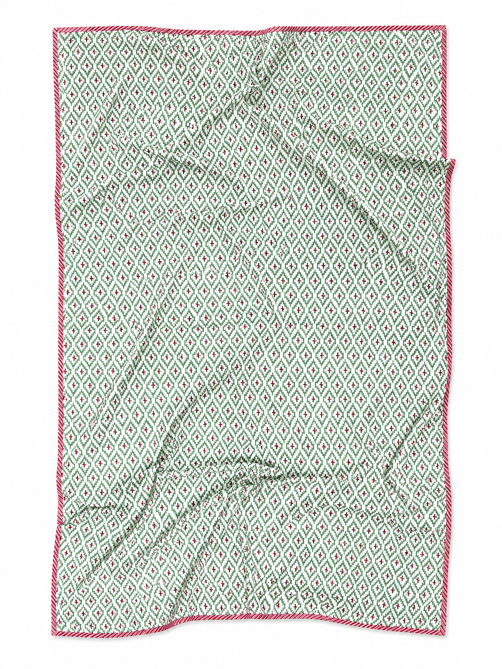 Pink & Green Tulip Hand Block Print Dohar (Single) - Sunesa
