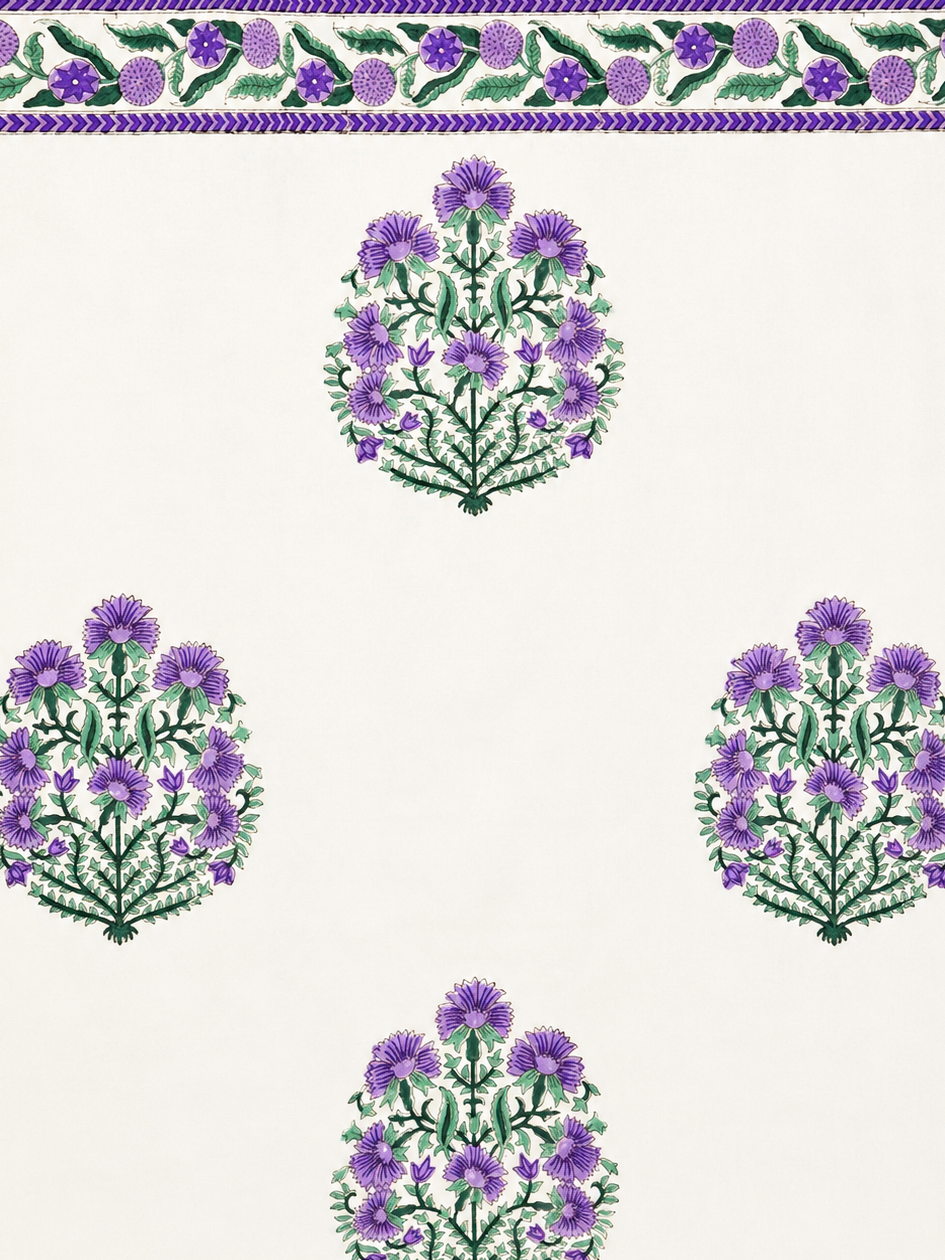 Lavender Blossom Hand Block Print Dohar - Single
