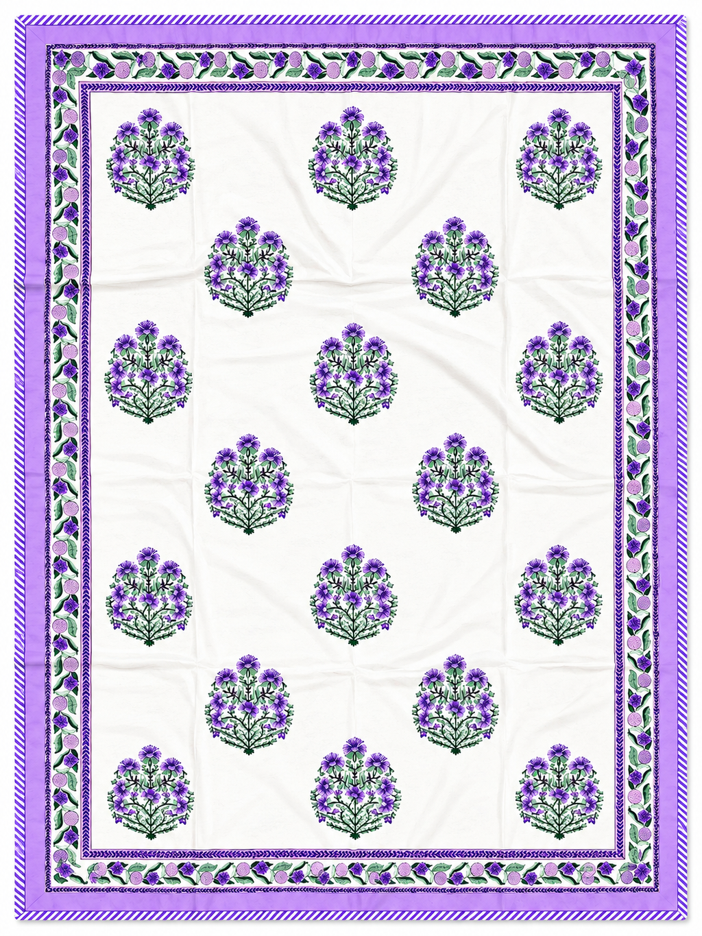 Lavender Blossom Hand Block Print Dohar - Single - Sunesa