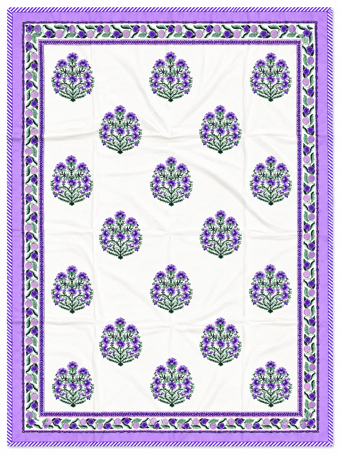 Lavender Blossom Hand Block Print Dohar - Single