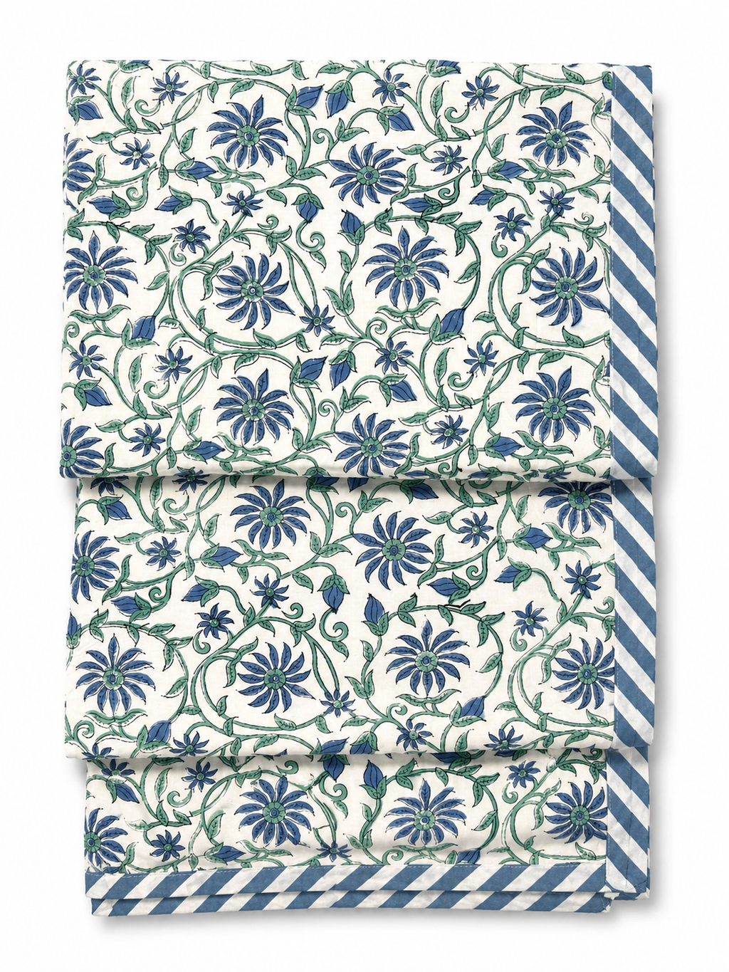 Grey & Blue Floral Hand Block Print Dohar (Single) - Sunesa