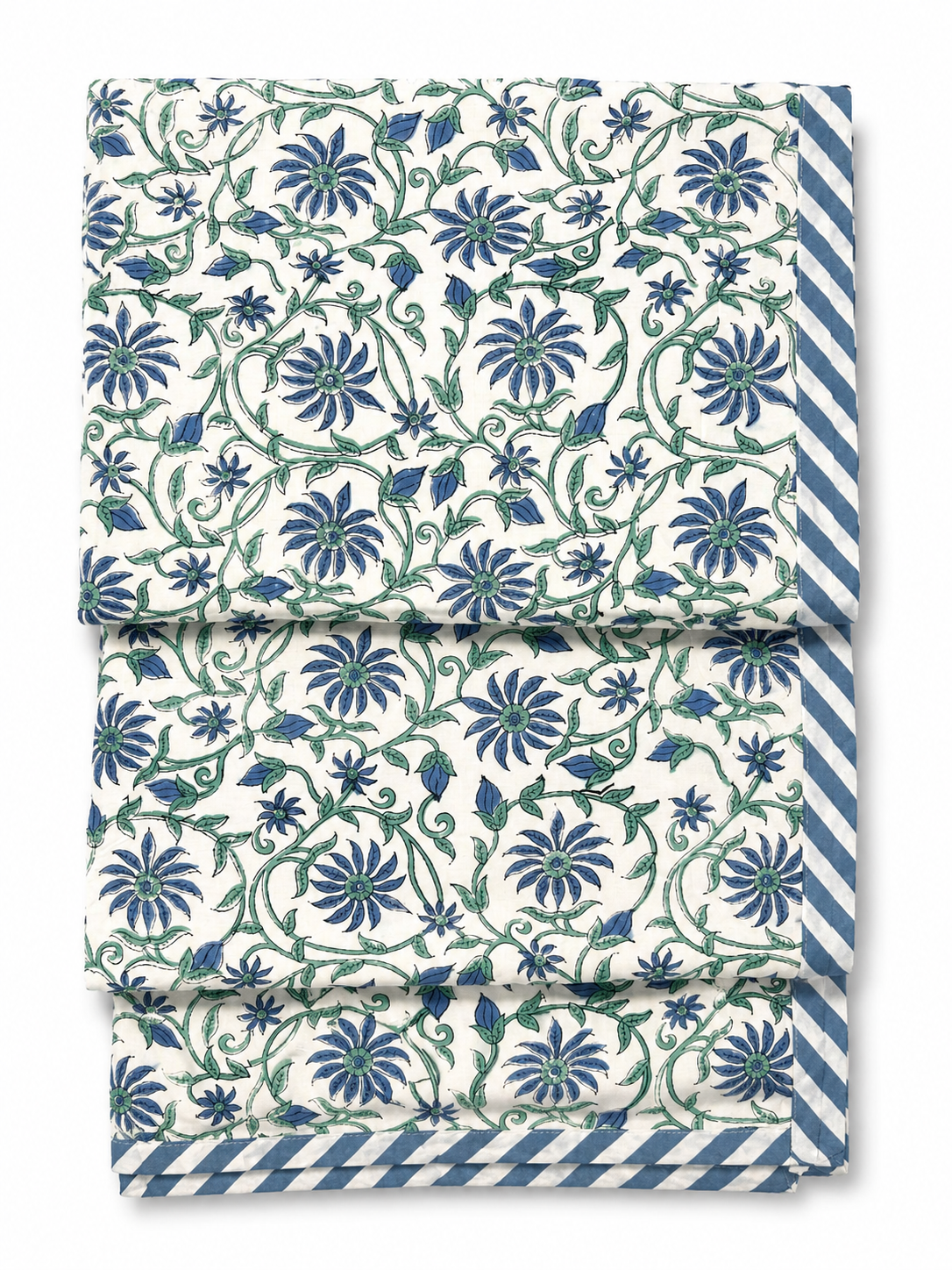 Grey & Blue Floral Hand Block Print Dohar (Single)