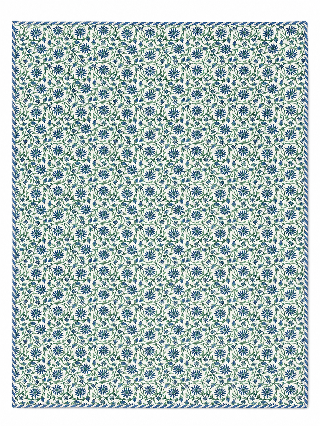 Grey & Blue Floral Hand Block Print Dohar (Single)
