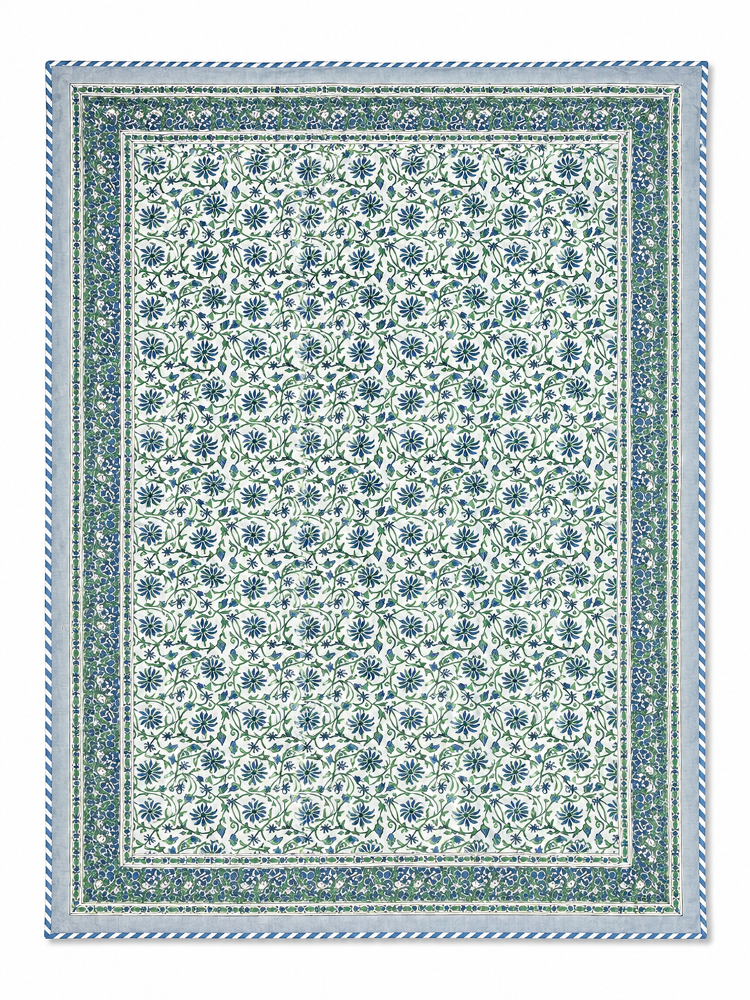Grey & Blue Floral Hand Block Print Dohar (Single)