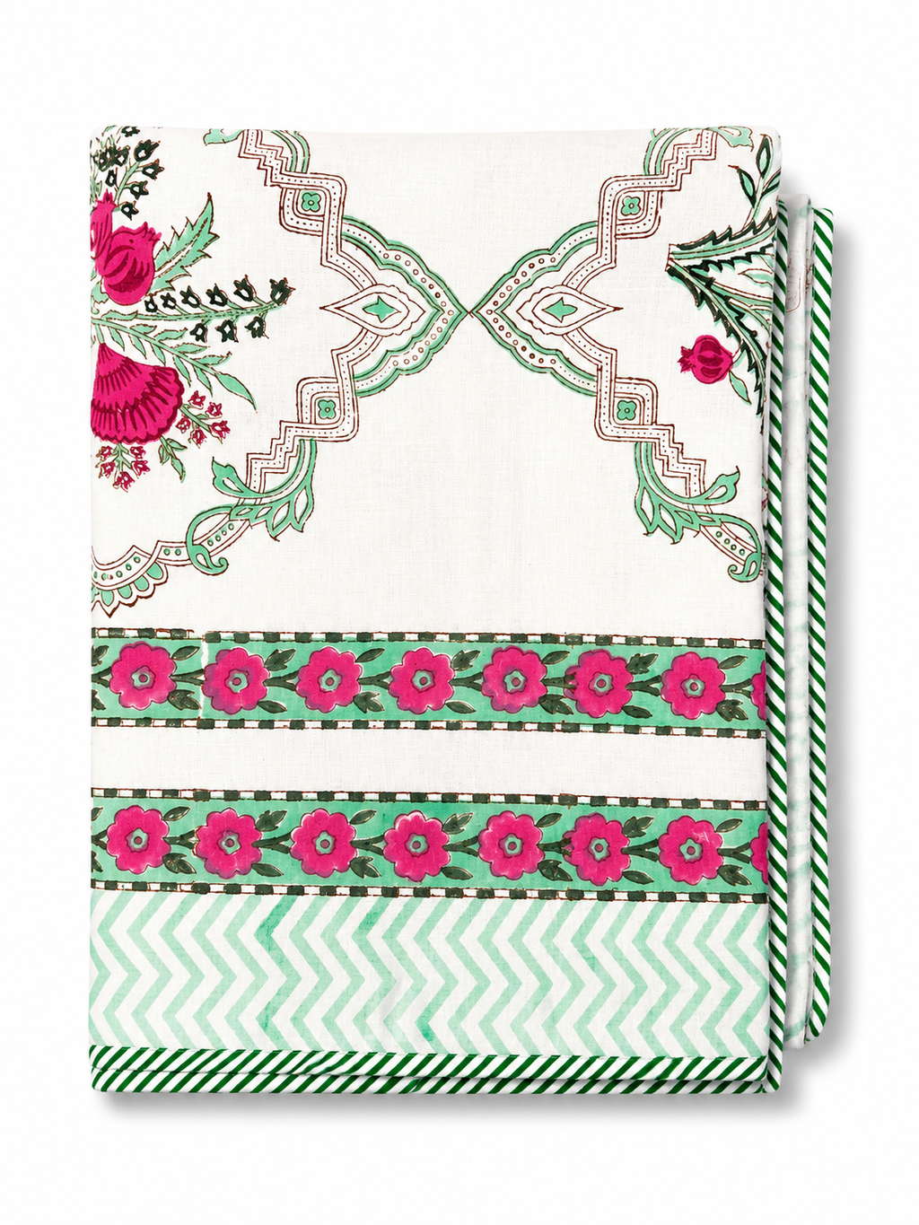 Pink Mughal Garden Hand Block Print Dohar (Single) - Sunesa