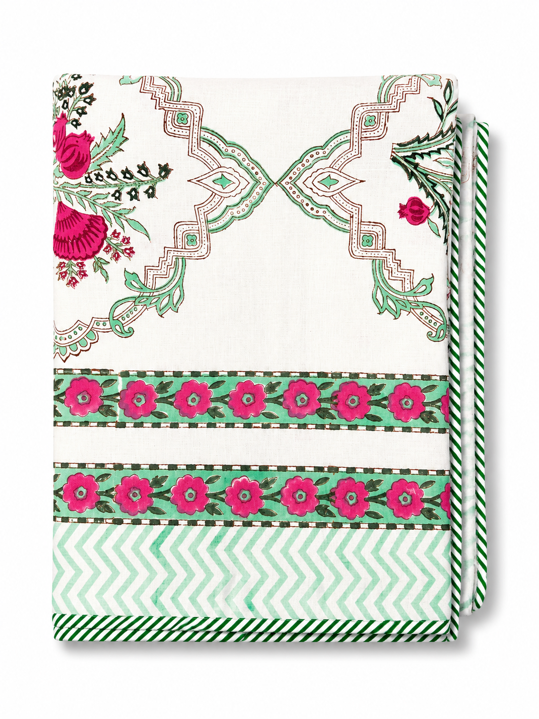 Pink Mughal Garden Hand Block Print Dohar (Single)