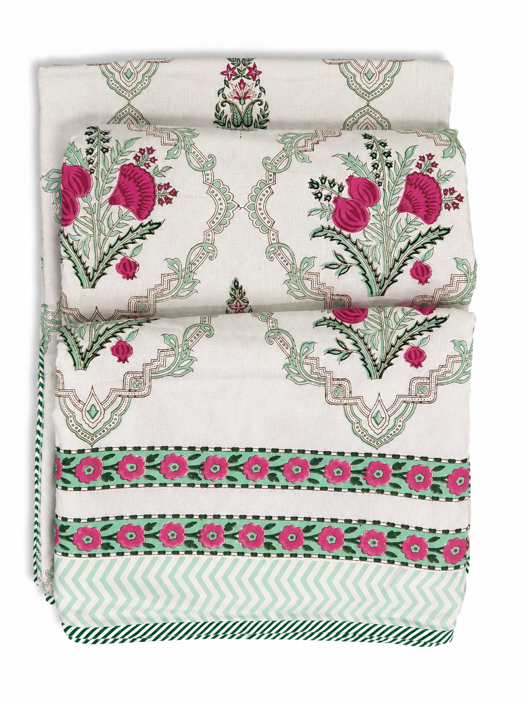 Pink Mughal Garden Hand Block Print Dohar (Single) - Sunesa