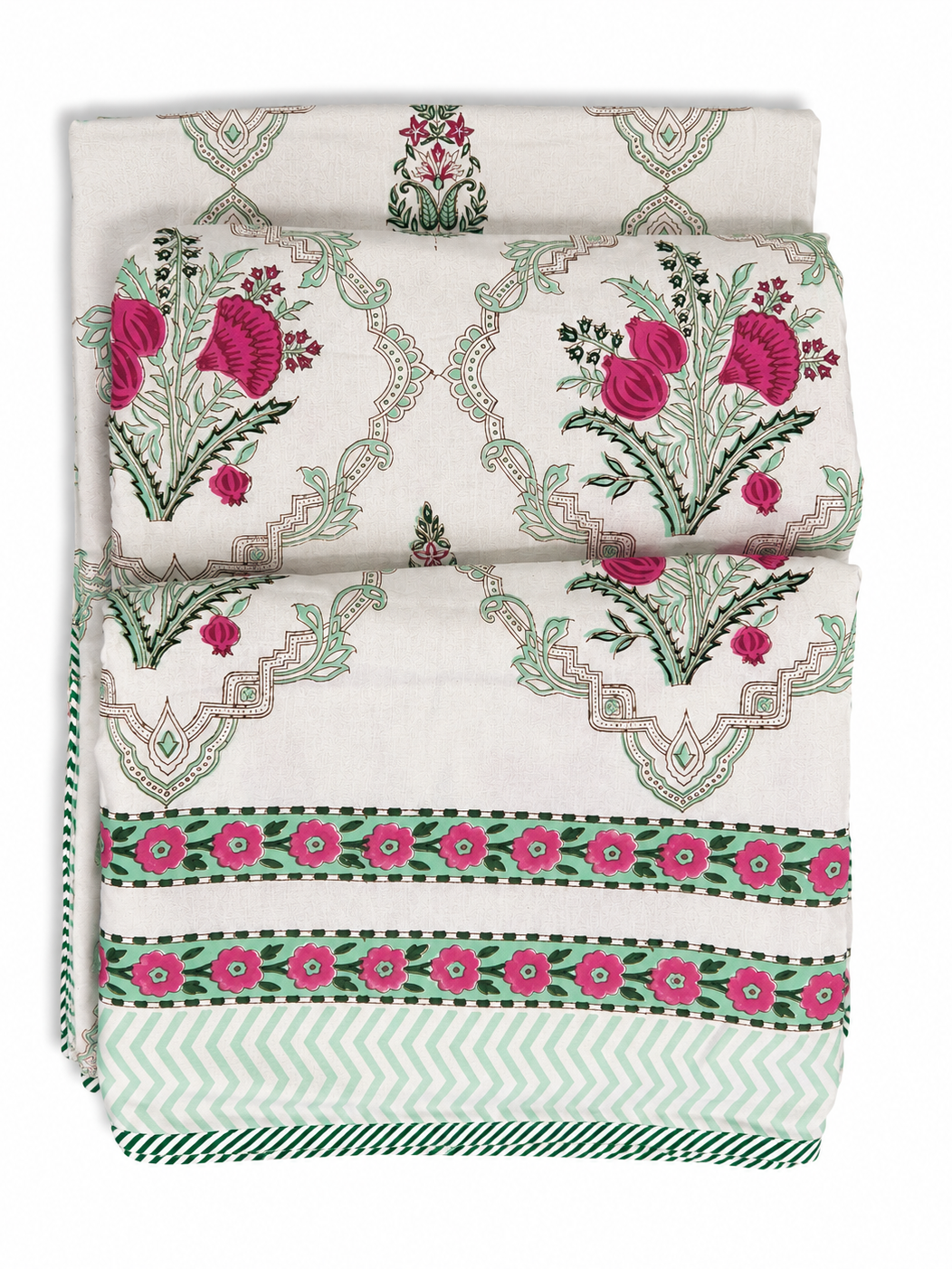 Pink Mughal Garden Hand Block Print Dohar (Single)