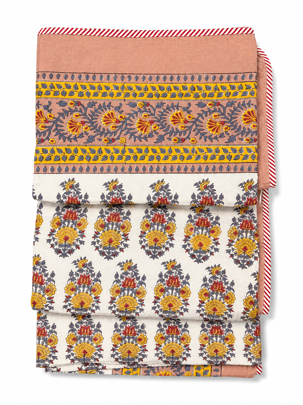 Peach Summer Blossom Hand Block Print Dohar (Single) - Sunesa