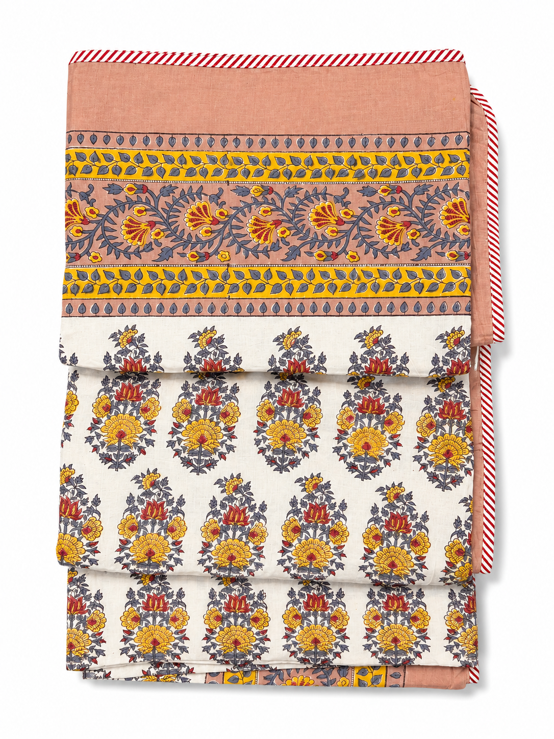 Peach Summer Blossom Hand Block Print Dohar (Single)