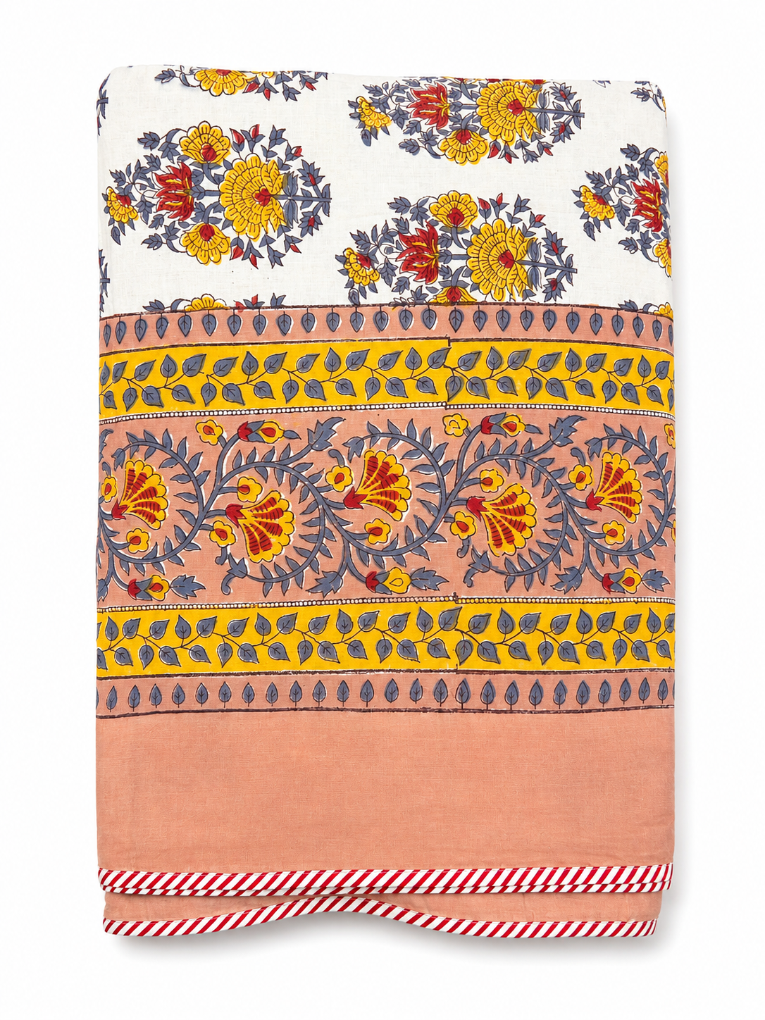 Peach Summer Blossom Hand Block Print Dohar (Single)