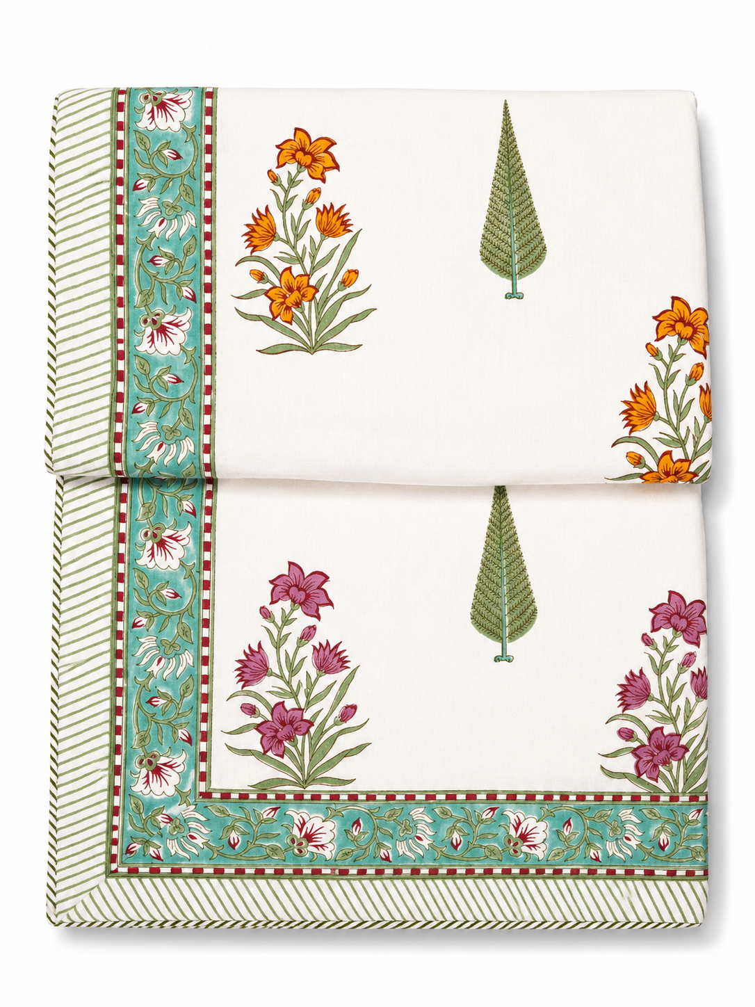 Multicolour Spring Flowers Hand Block Print Dohar (Double)