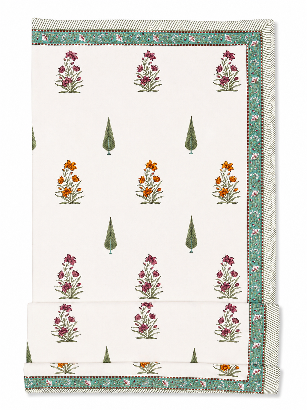 Multicolour Spring Flowers Hand Block Print Dohar (Double) - Sunesa