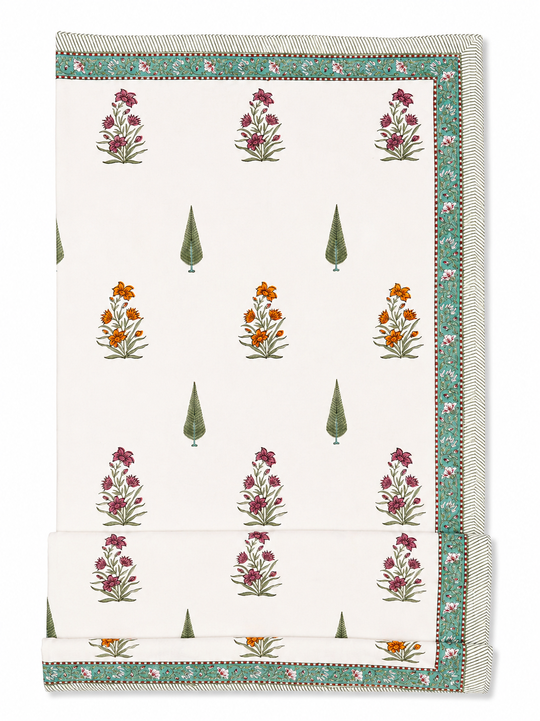 Multicolour Spring Flowers Hand Block Print Dohar (Double)
