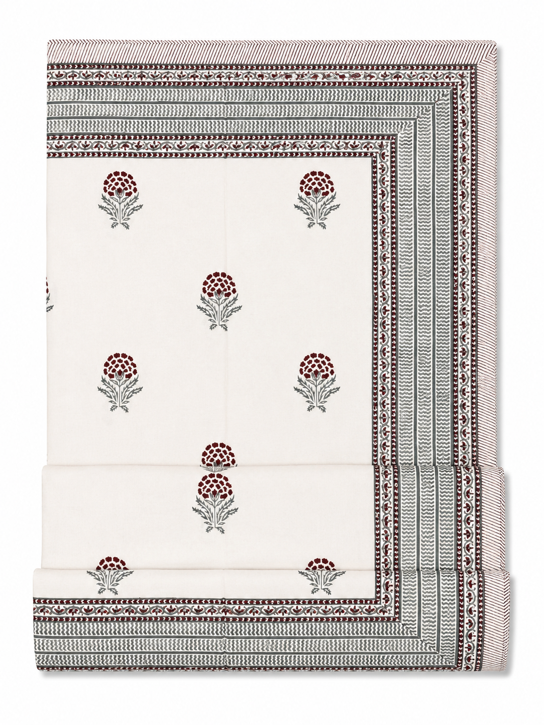 Red & Grey Hand Block Print Dohar (Double)