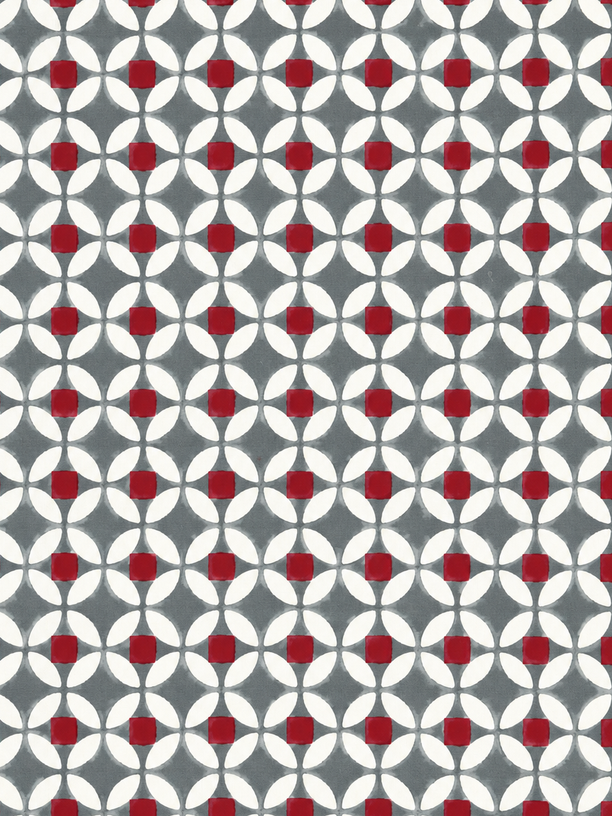 Red & Grey Hand Block Print Dohar (Double)