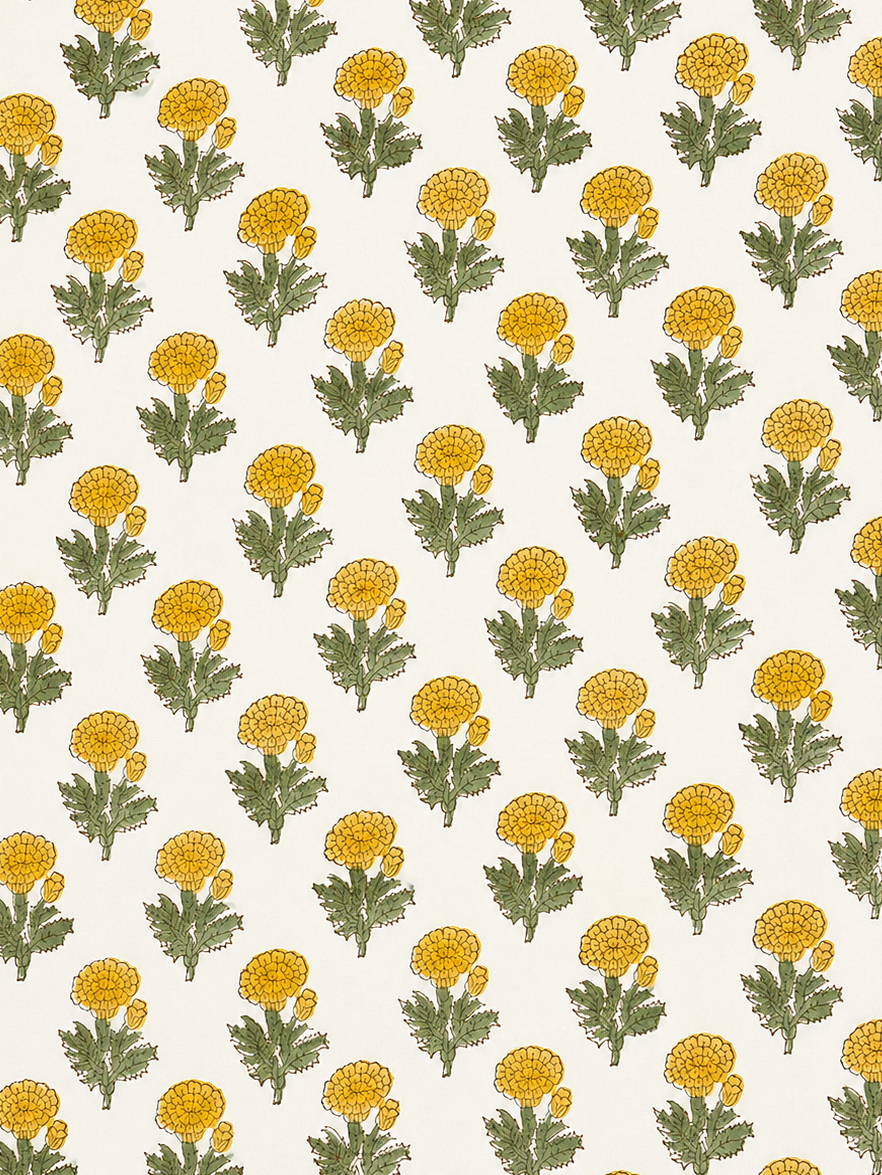 Yellow Marigold Hand Block Print Dohar (Double)