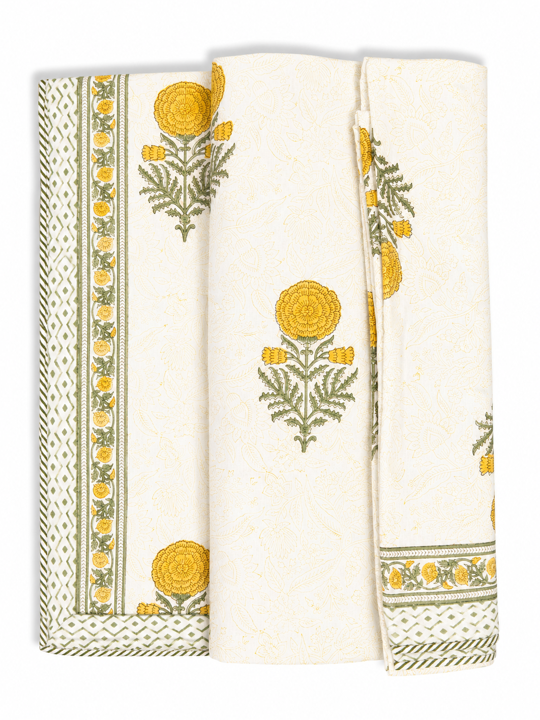 Yellow Marigold Hand Block Print Dohar (Double)