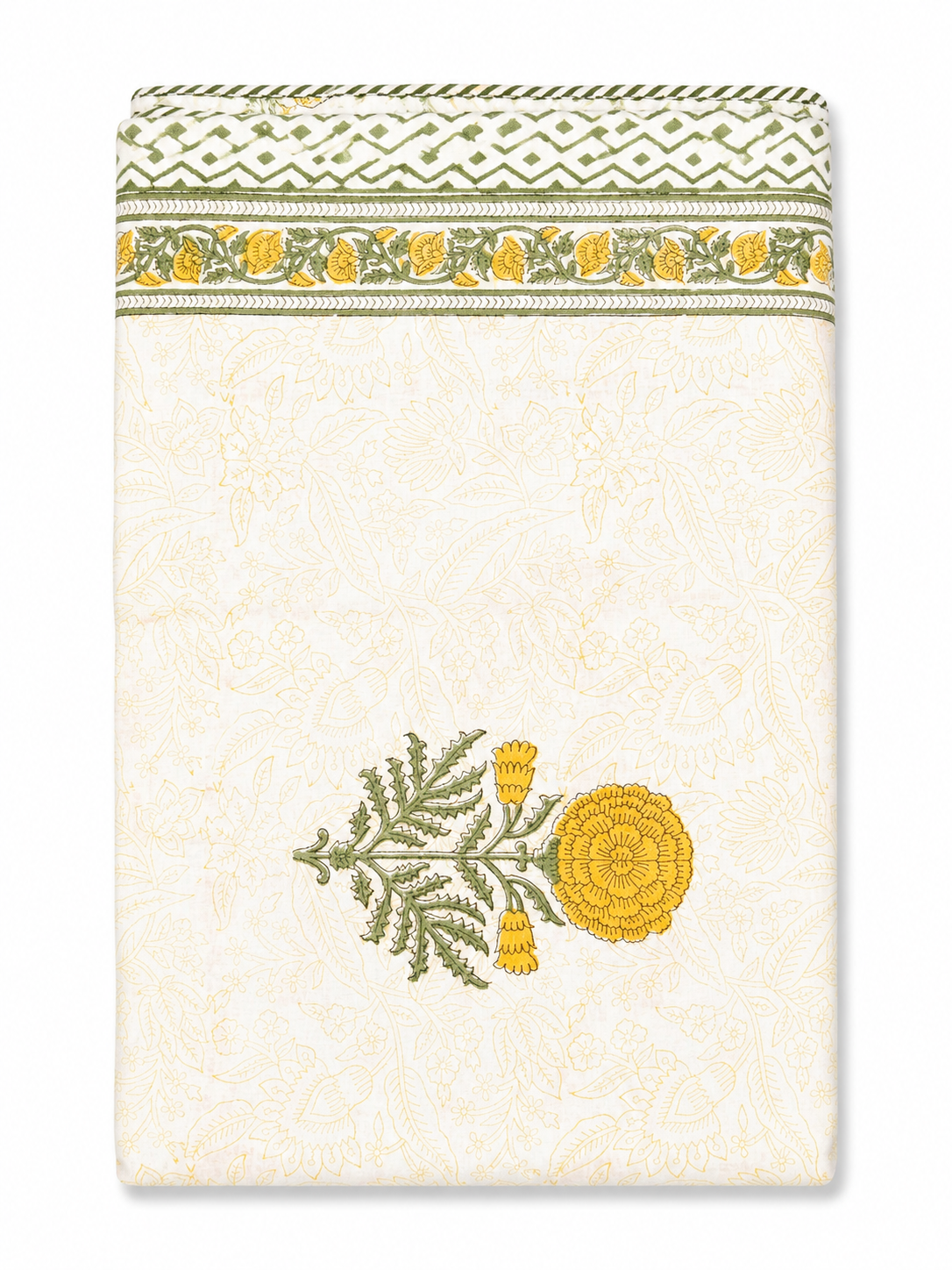 Yellow Marigold Hand Block Print Dohar (Double)