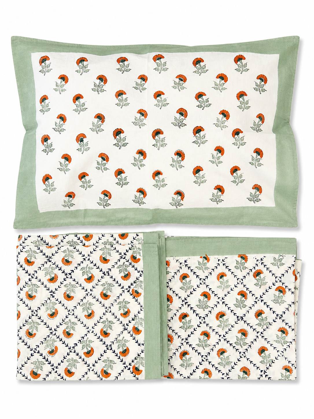 Jaipuri Floral Pastel Hand Block Print Bed Sheet