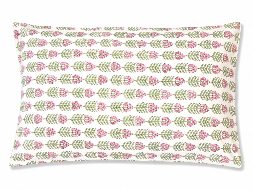 Pink Garden Bloom Hand Block Print Bed Sheet - Sunesa