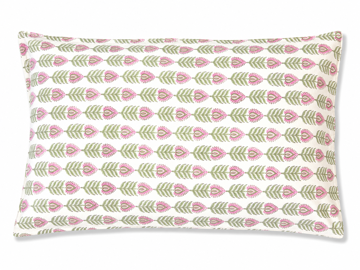 Pink Garden Bloom Hand Block Print Bed Sheet