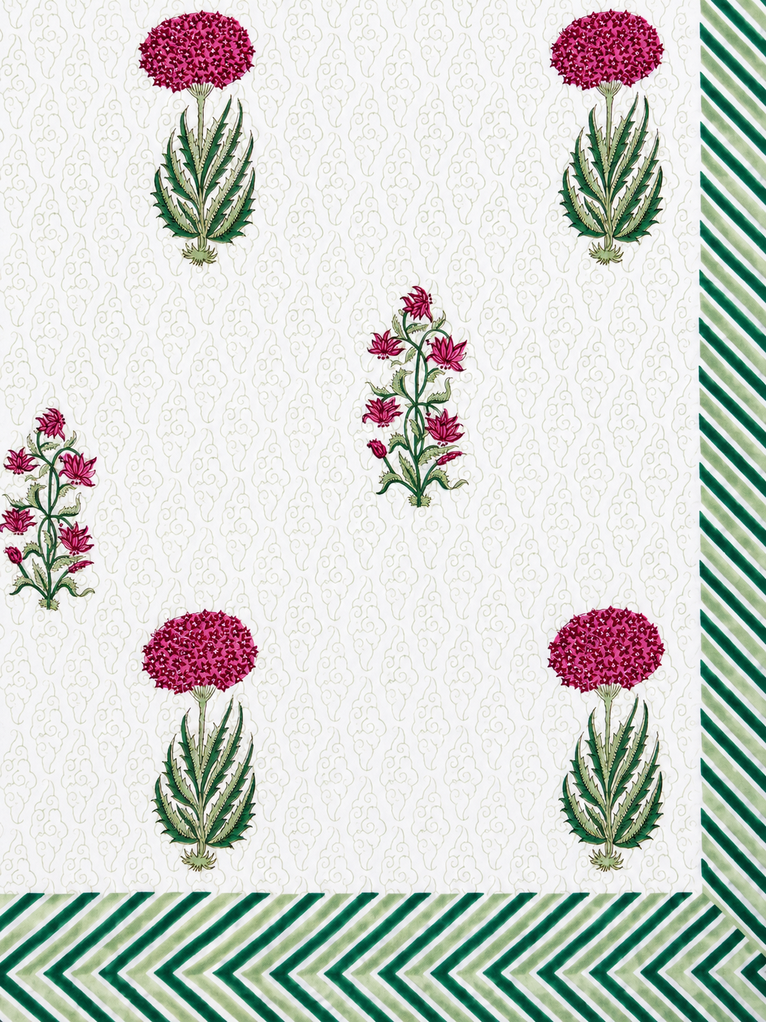 Pink Garden Bloom Hand Block Print Bed Sheet