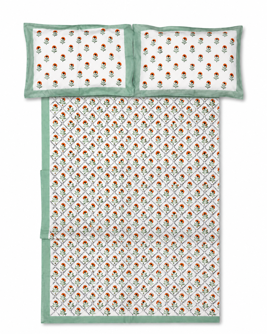 Jaipuri Floral Pastel Hand Block Print Bed Sheet - Sunesa