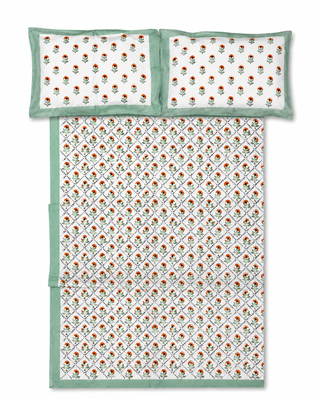 Jaipuri Floral Pastel Hand Block Print Bed Sheet