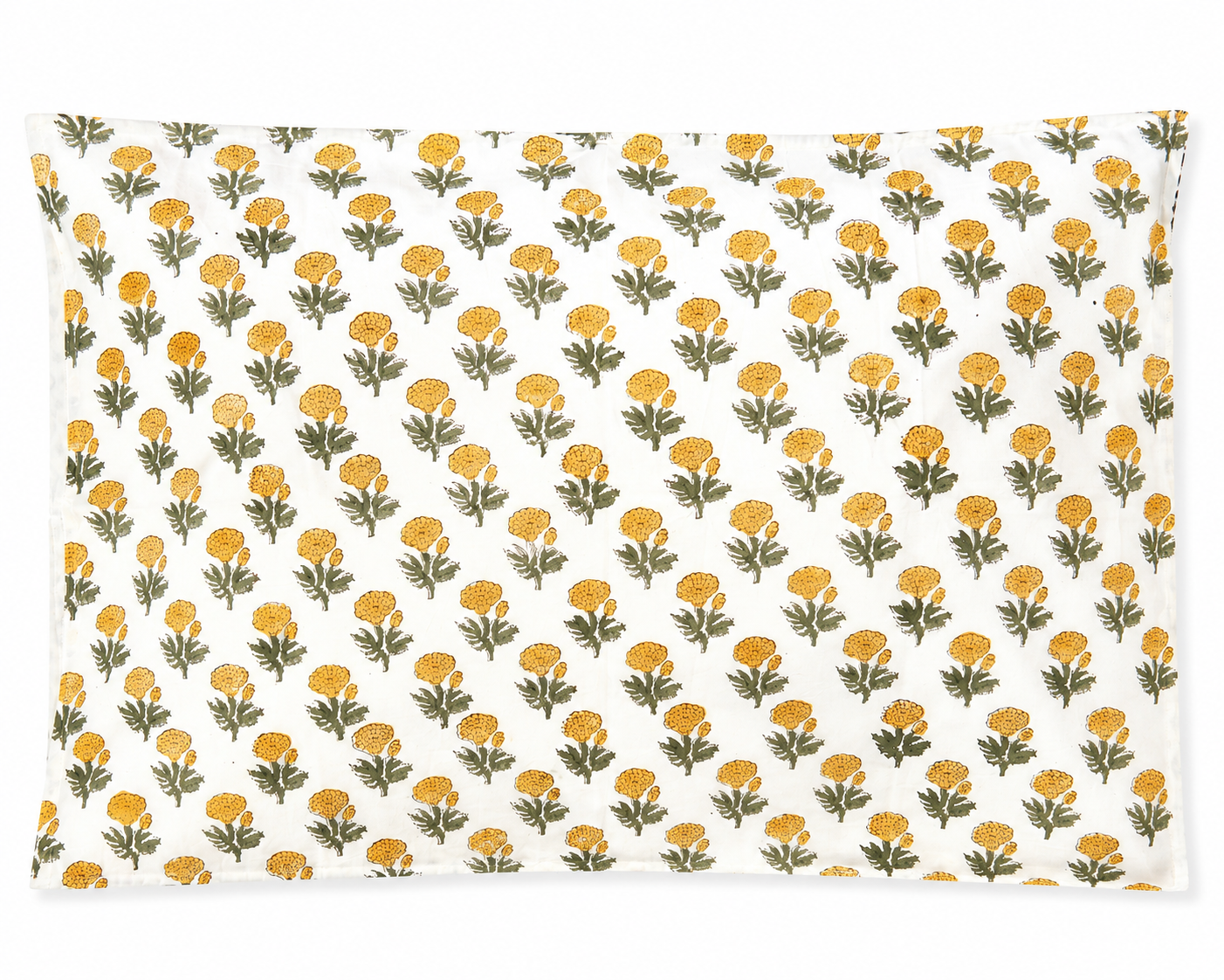 Yellow Marigold Hand Block Print Bed Sheet