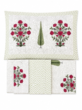 Pink Carnation Hand Block Print Bed Sheet - Sunesa