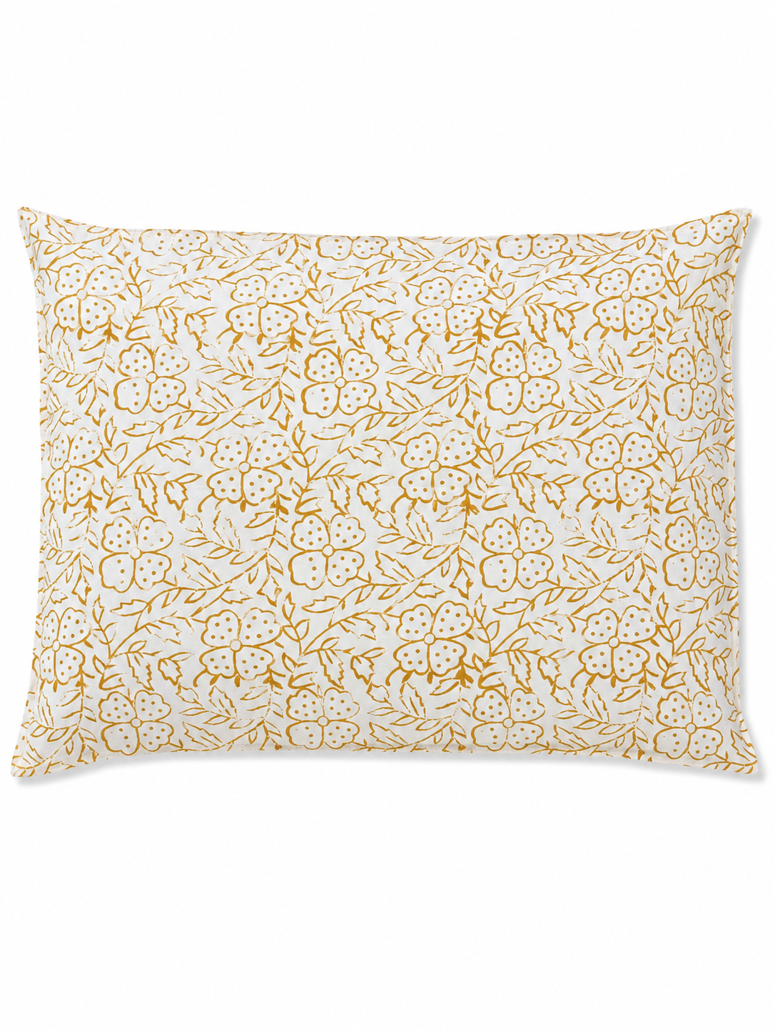 Mustard & Pink Roses Hand Block Print Bed Sheet