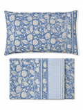 Blue Floral Jaipuri Hand Block Print Bed Sheet