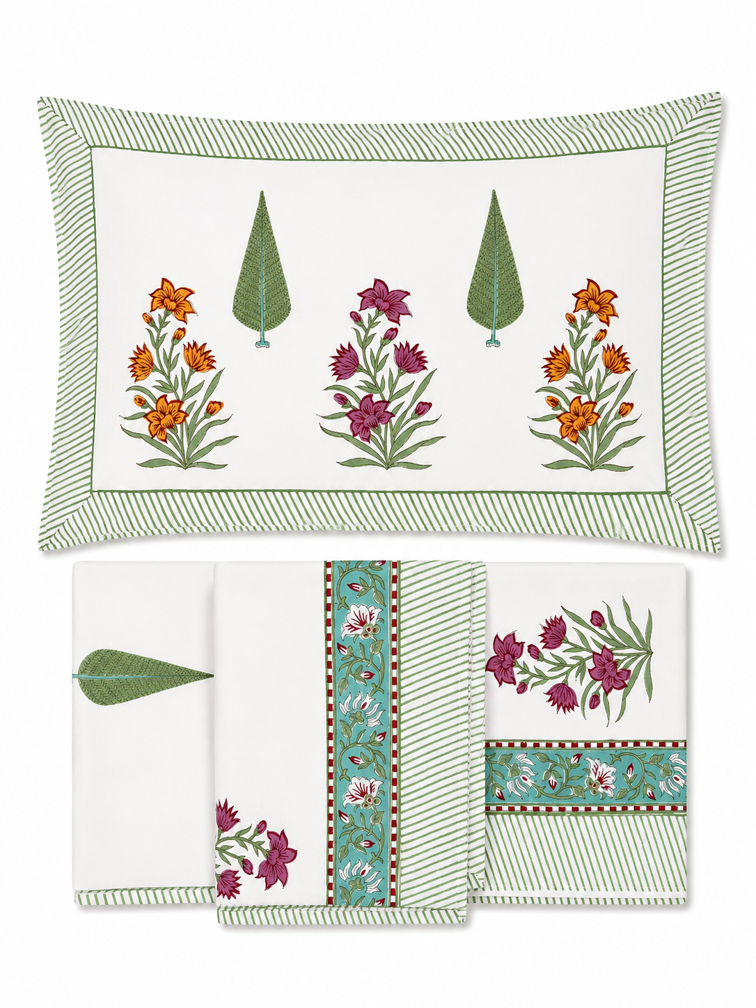 Mughal Garden Hand Block Print Bed Sheet