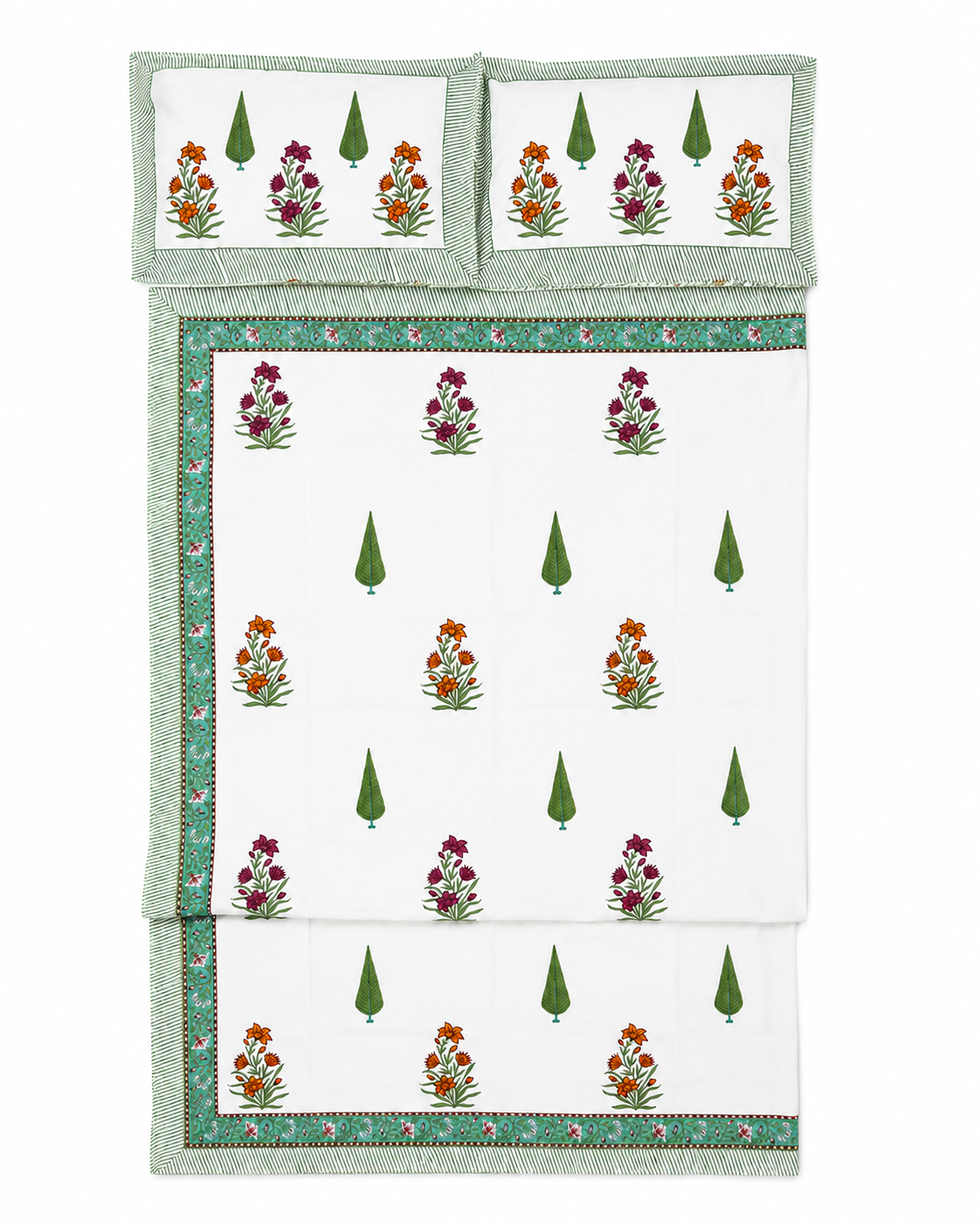 Mughal Garden Hand Block Print Bed Sheet
