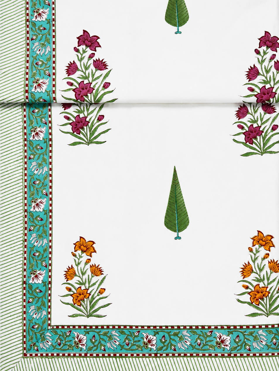 Mughal Garden Hand Block Print Bed Sheet