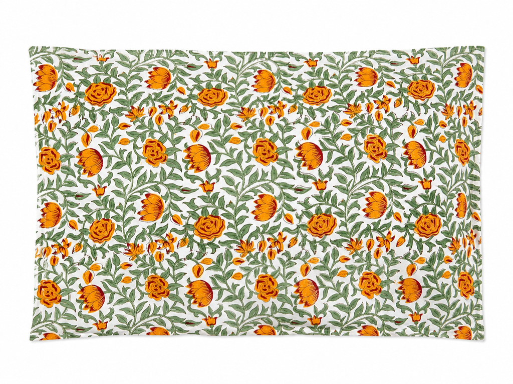 Mughal Garden Hand Block Print Bed Sheet - Sunesa