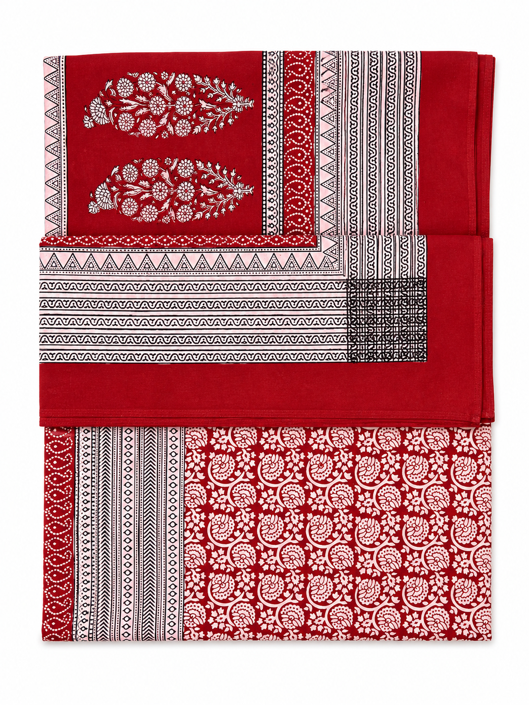 Red Bagh Hand Block Print Bed Sheet