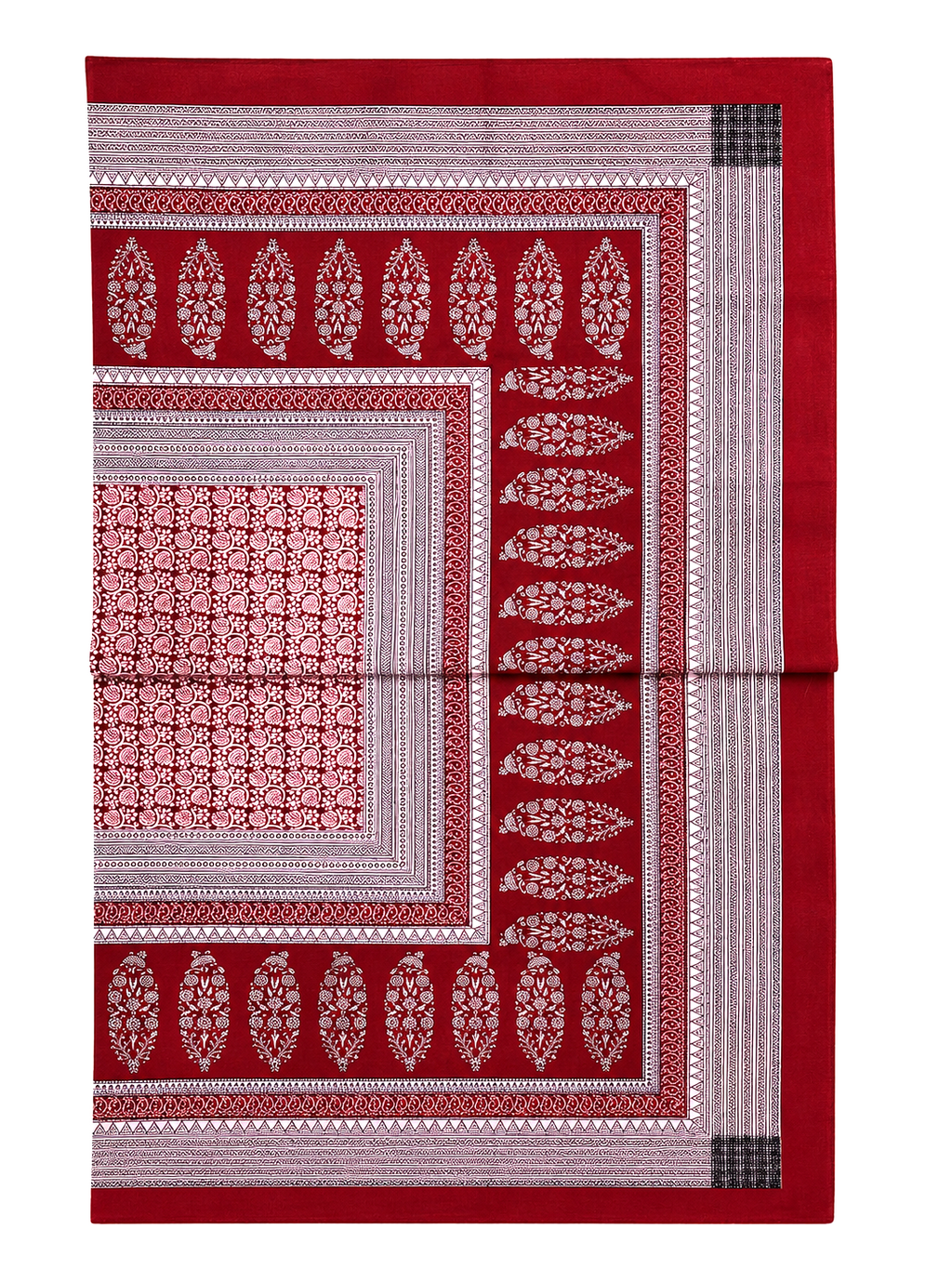 Red Bagh Hand Block Print Bed Sheet - Sunesa